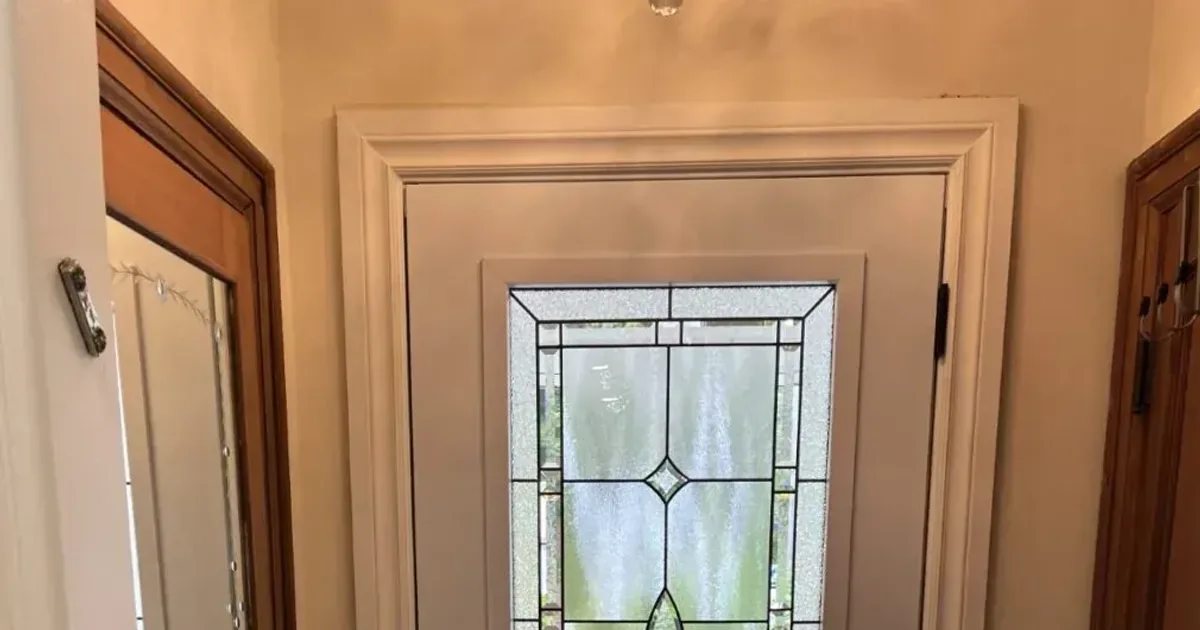 Residential entry door on a home in Barrie, Ontario